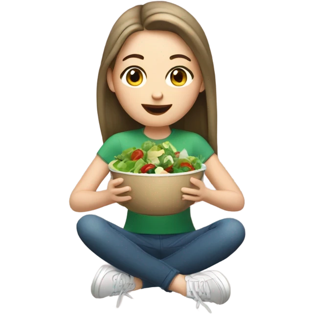 White Girl eating salad emoji