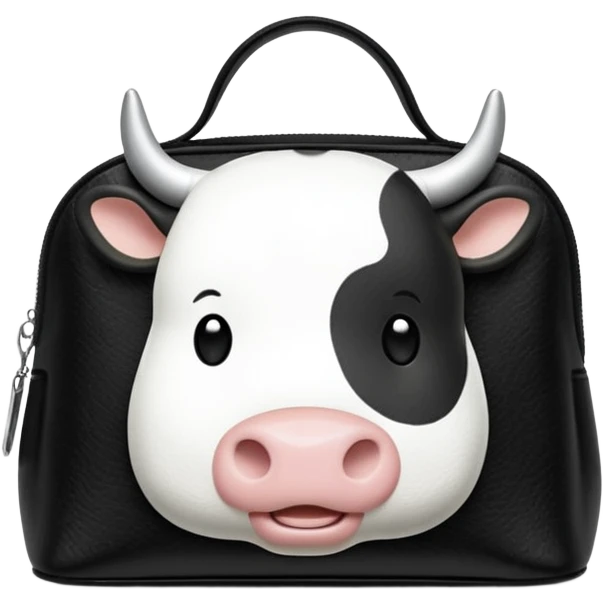 Cow print cosmetic bag no face emoji