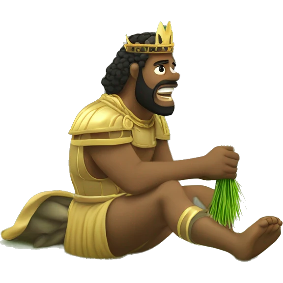 king nebuchadnezzar eating grass on all fours like a cow emoji