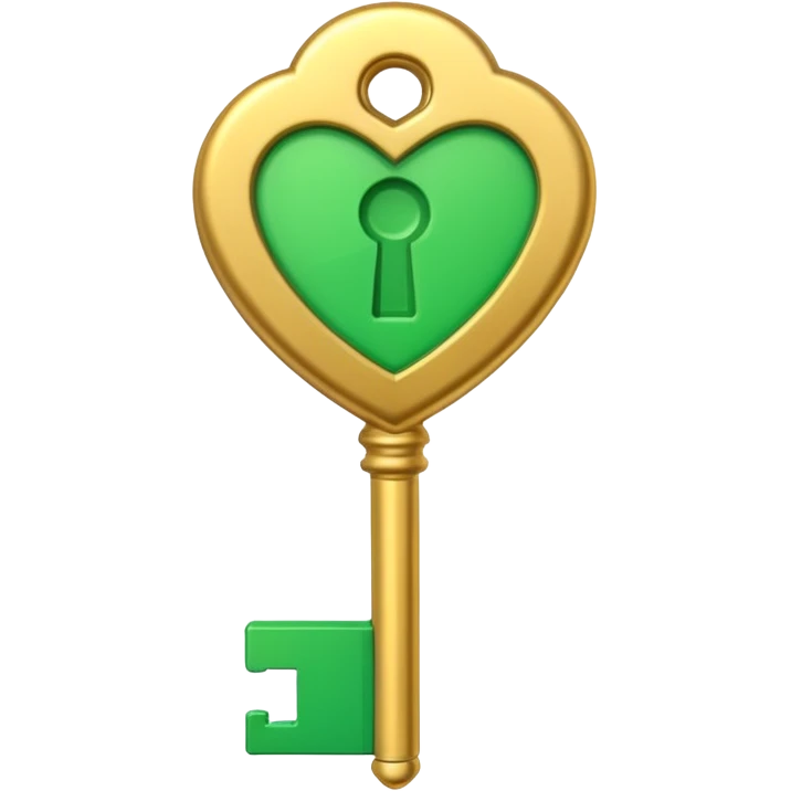 3D emoji, golden key, green check mark, professional style, white background. emoji