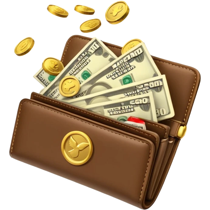Aviator money emoji, wallet full of cash, casino vibe, premium 3D emoji style, clean, no background
 emoji