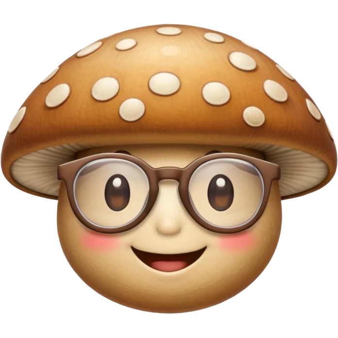 mushroom without spots, smiling face, wearing glasses emoji