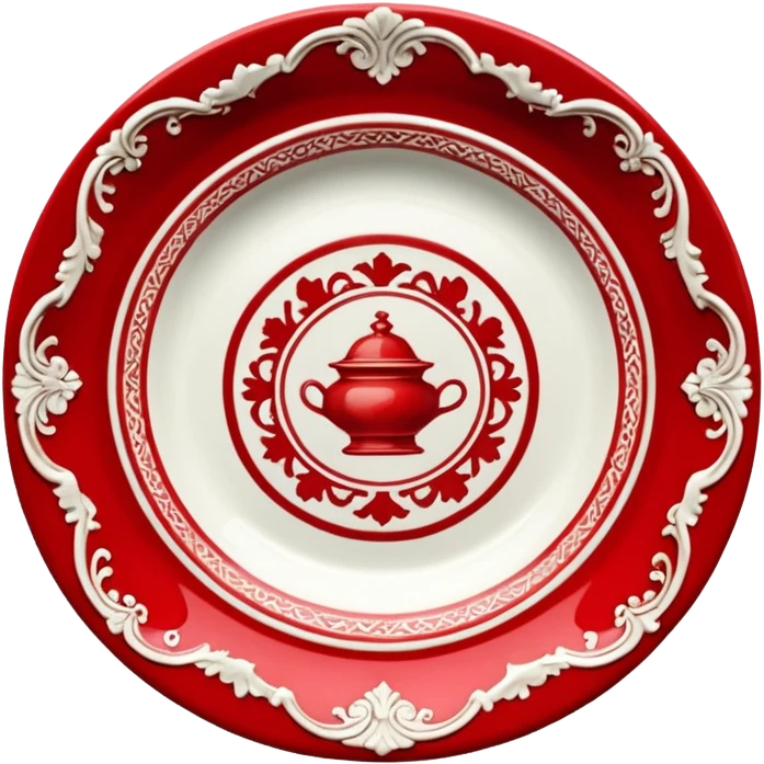antique porcelain red plate  emoji