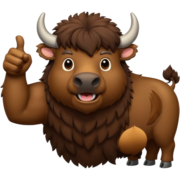 A realistic-looking bison showing its thumbs up emoji