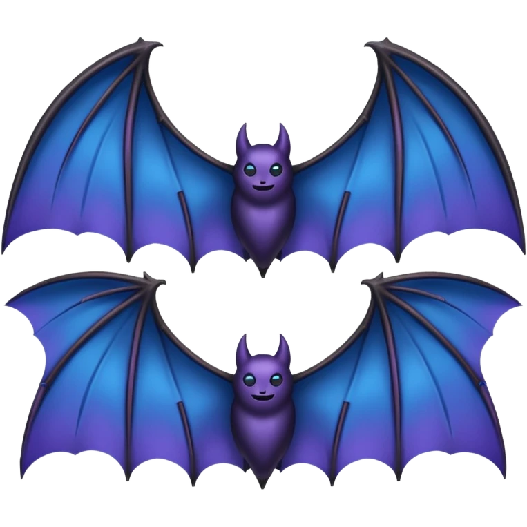 Dark fantasy bat wings, symmetrical, sharp edges, deep black with subtle blue-purple highlights, realistic, high detail, isolated on black background emoji