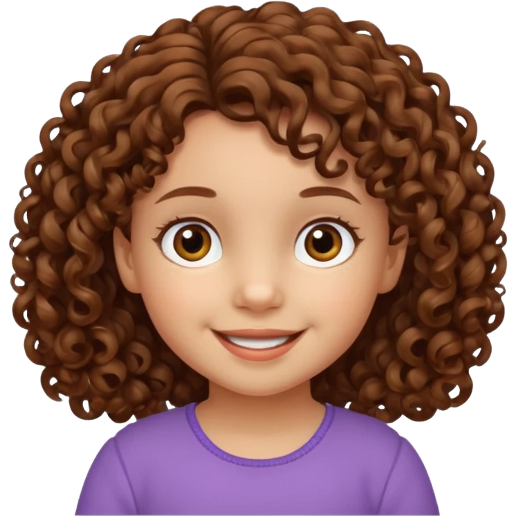 3yr old girl curly brown hair brown eyes emoji