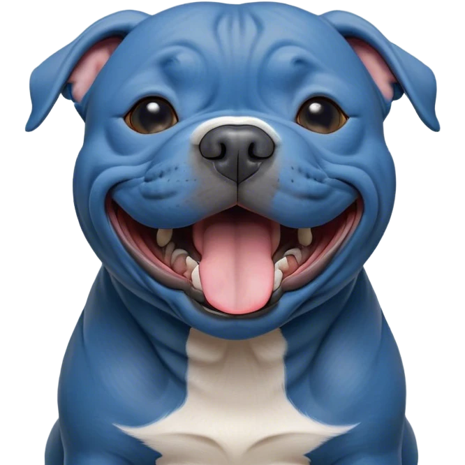 Cinematic Cute Yawning Blue Staffordshire Bull Terrier Portrait Emoji, Head tilted slightly with a dramatic, wide-open yawn, showcasing a smooth blue Fur with a refined texture, floppy ears slightly drooping, round dark eyes barely open in drowsy contentment, Simplified yet irresistibly adorable features, highly detailed, glowing with a soft, cozy glow, high shine, relaxed yet expressive, stylized with a touch of whimsy, bright and endearing, soft glowing outline, capturing the essence of a sleepy yet affectionate guardian, so drowsy it feels like it could stretch right out of the screen and curl up for a nap! emoji