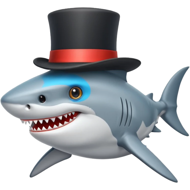 Shark with a top hat emoji