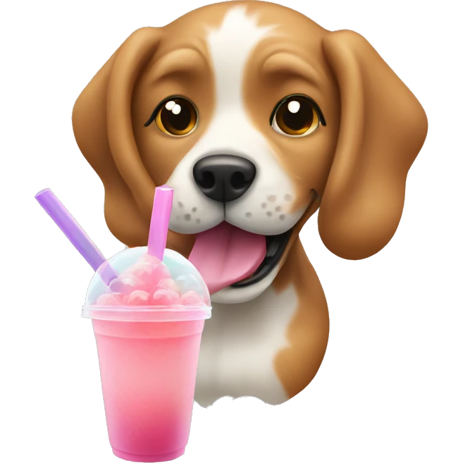 Dog eating bubble tea emoji