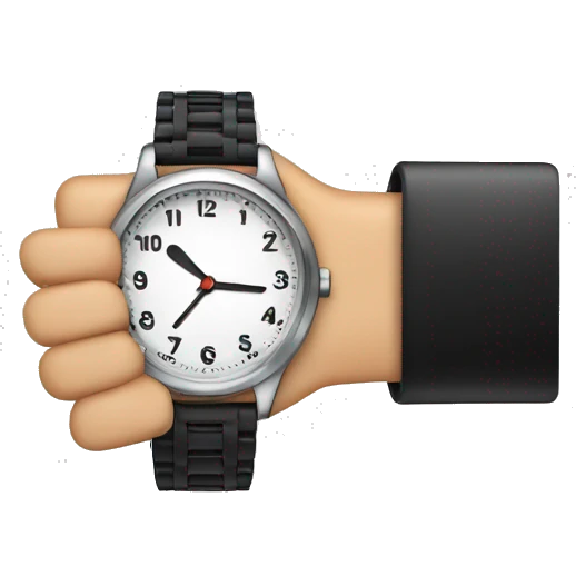 Finger pointing to a wristwatch emoji