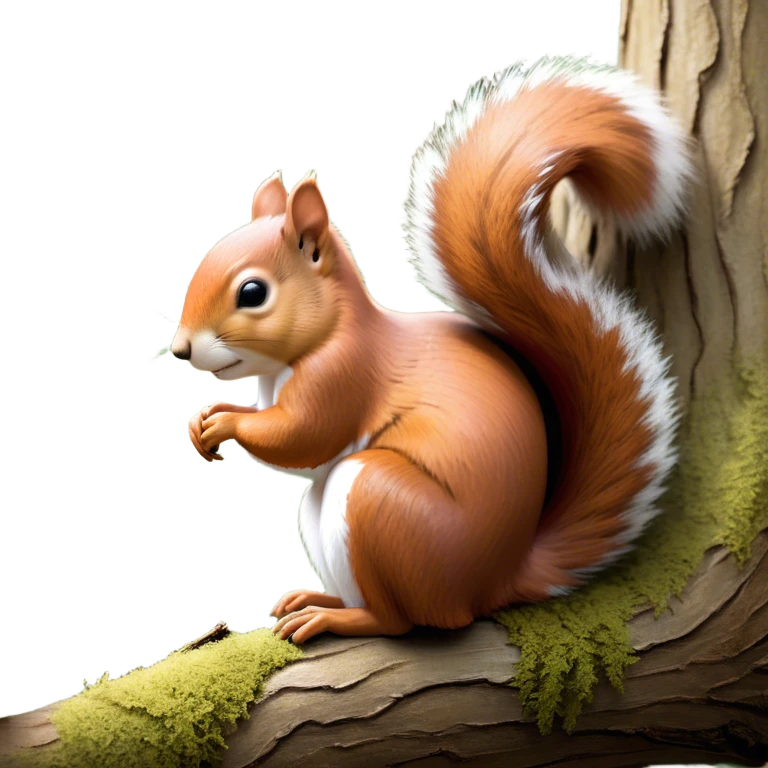 Beautiful and Majestic Squirrel Portrait Emoji, Head and body rendered in serene repose with a gentle, content smile and softly closed eyes, showcasing a delicately textured, bushy-tailed form and perky little ears, Simplified yet exquisitely endearing features, highly detailed, glowing with a soft, drowsy woodland light, high shine, relaxed and utterly enchanting, stylized with an air of timeless forest majesty, soft glowing outline, capturing the essence of a beautiful and majestic squirrel that embodies the pure charm of nature! emoji