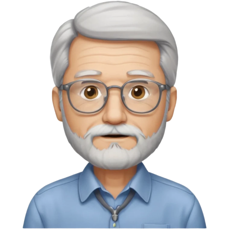 old man with long hair and beard wearing glasses with shirt emoji