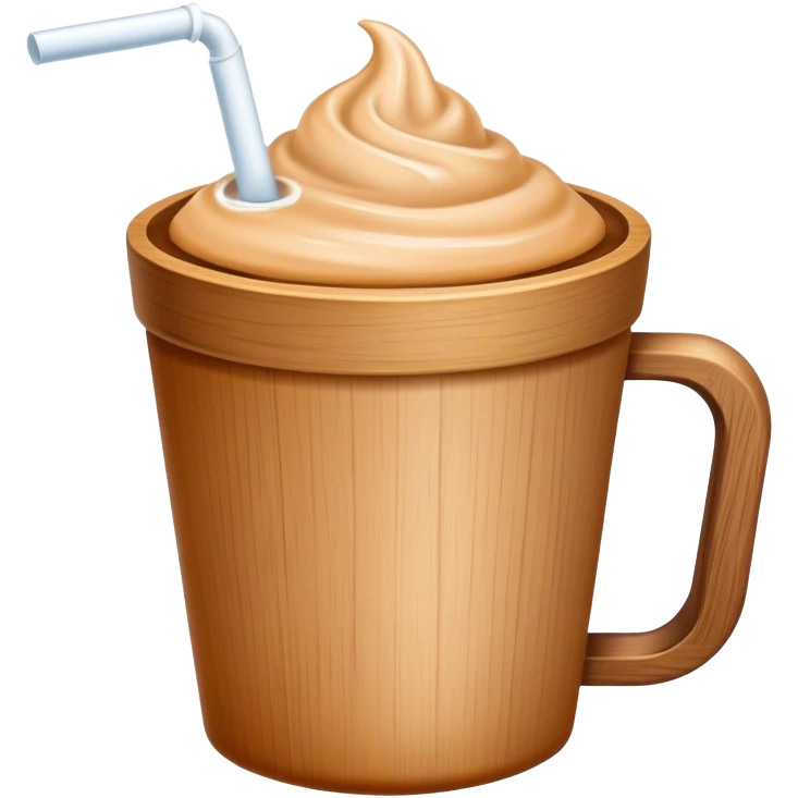 milk tea in a wooden cup emoji