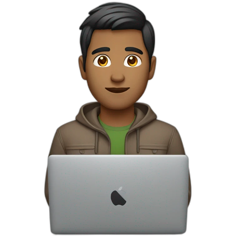 Indian guywith medium skin tone using macbook laptop emoji