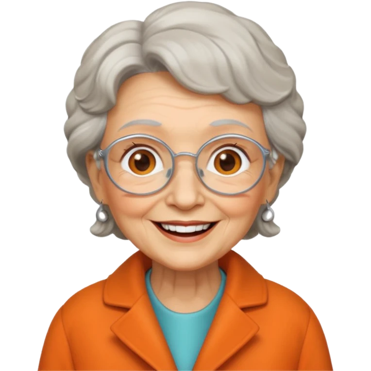a granny with orange coat emoji