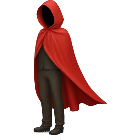 red cape floating from the side without hood. No body or face. emoji