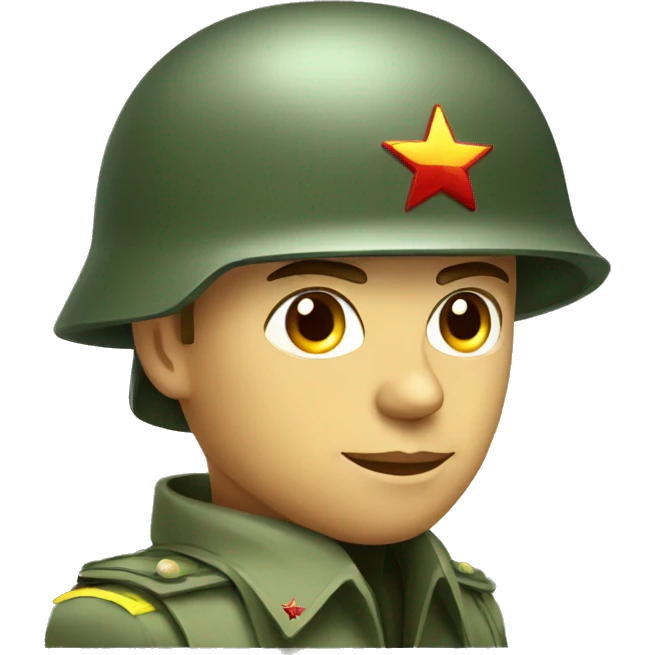 ussr soldier serious with military helmet emoji