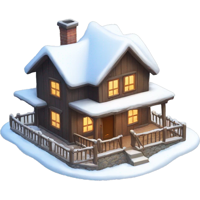 Cozy small house with snow emoji