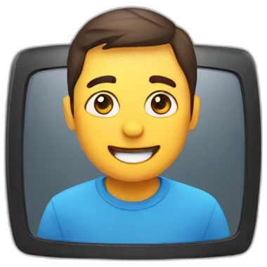 Computer display with video call emoji