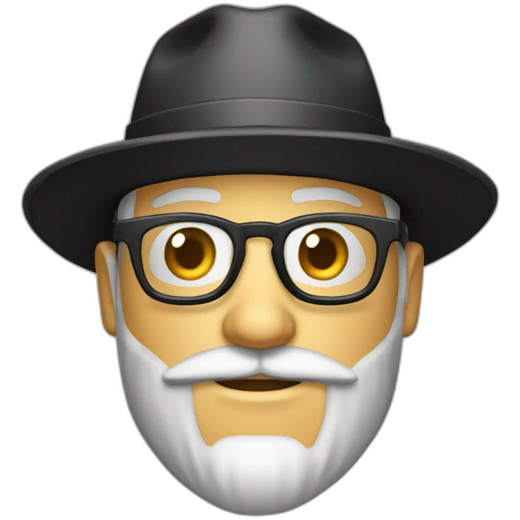 Guy with Black hat glasses beard with a Sony camera emoji
