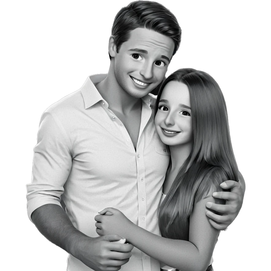 monochrome couple with smiles emoji
