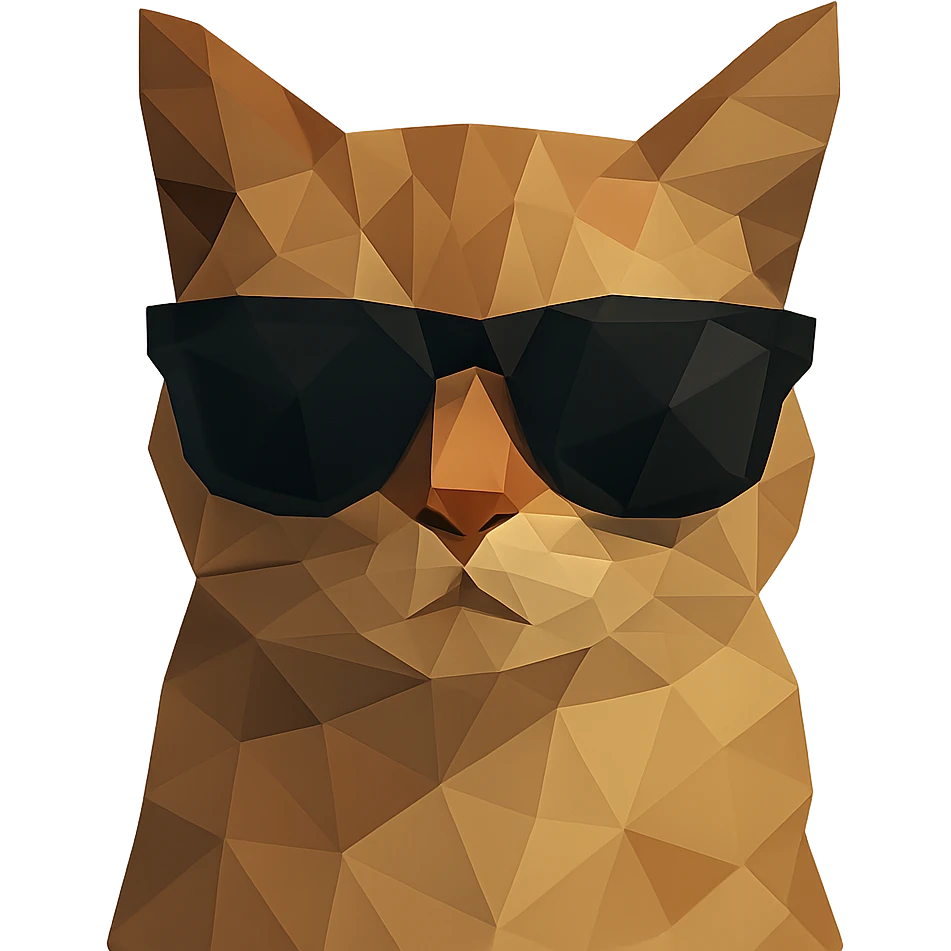 low-poly cat wearing sunglasses emoji
