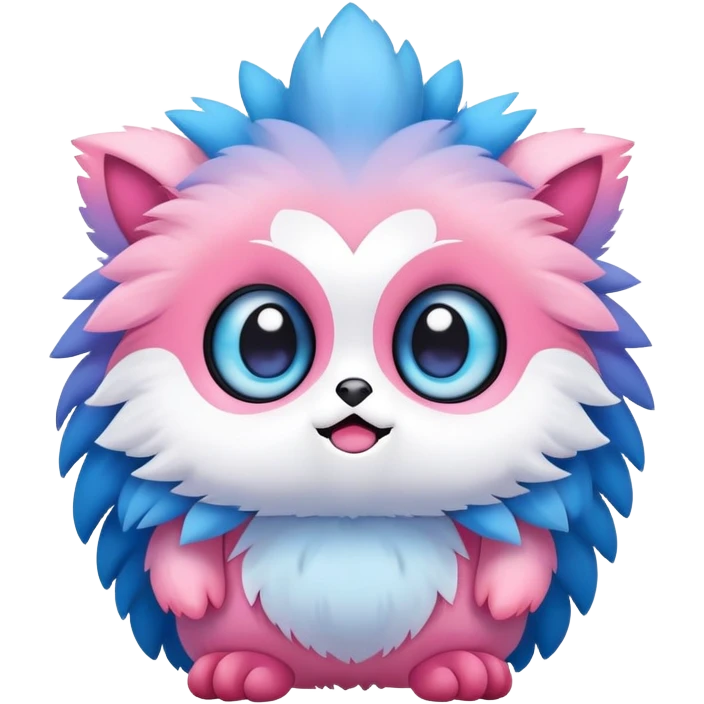 Cute cool edgy kawaii pink-white-blue-gradient fakemon-creature emoji