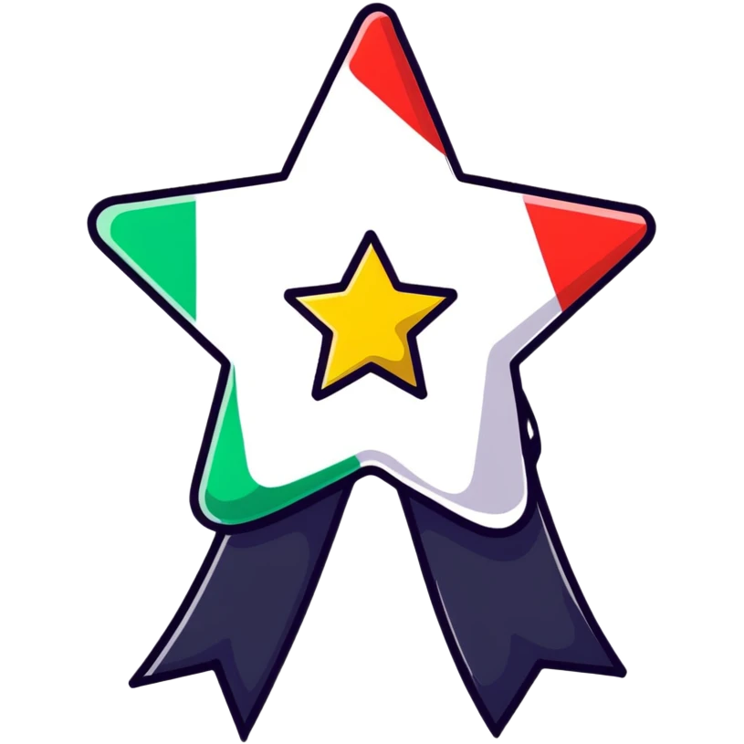 Achievement badge with star and ribbon emoji