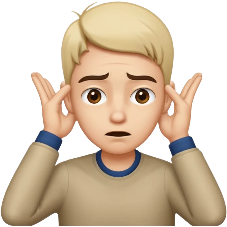 Person leaning forward with one hand behind their ear, eyebrows raised, confused face, as if saying "What? emoji
