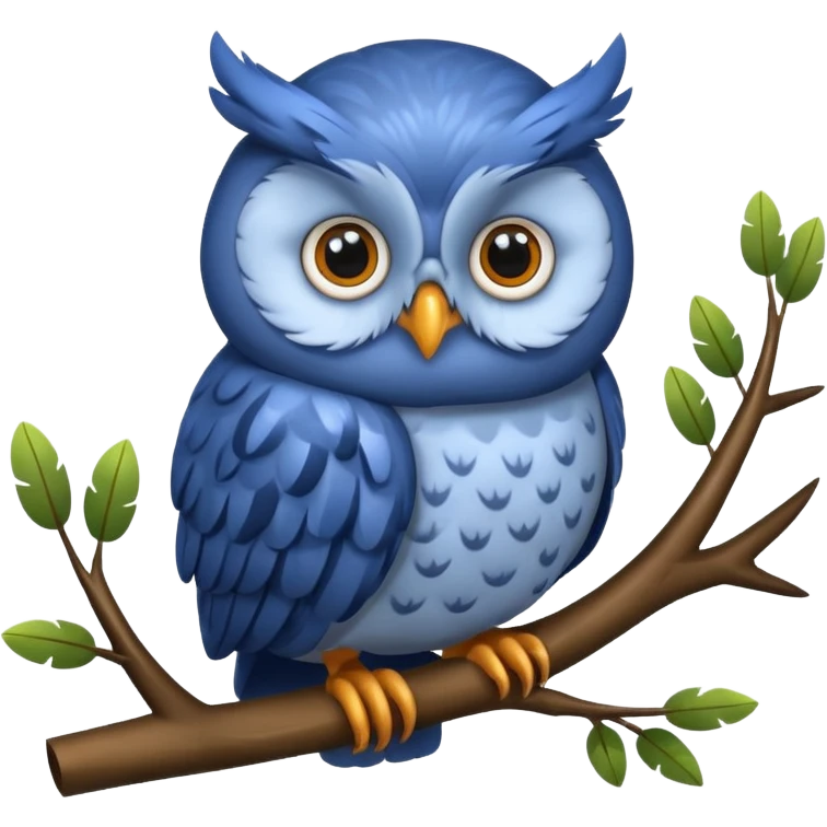 blue fat owl at the tree emoji