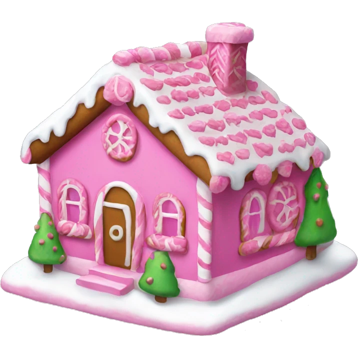 A pink gingerbread house emoji