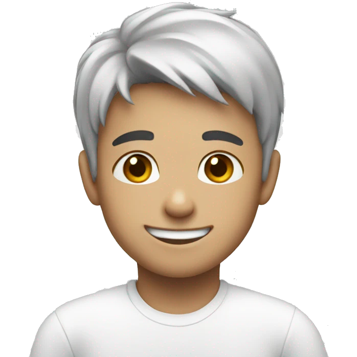boy smiling in white shirts emoji