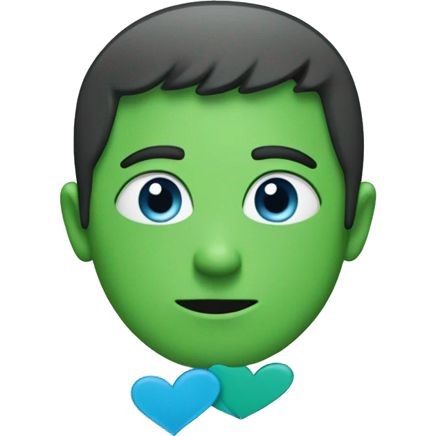 Half green half blue heart  emoji