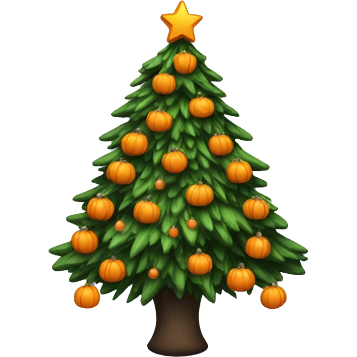 A Christmas tree with Halloween themed decor emoji