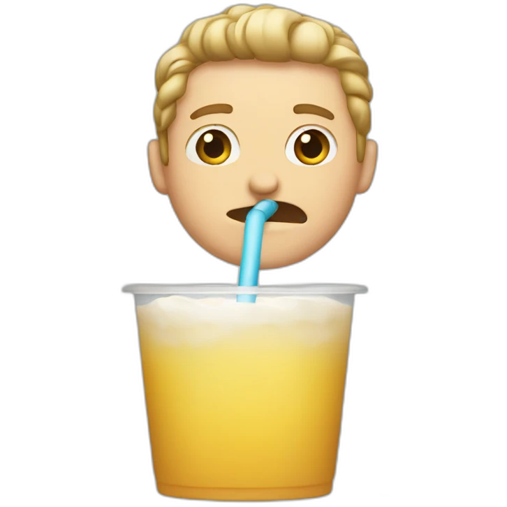 white guy   drinking Beverage Box straw emoji