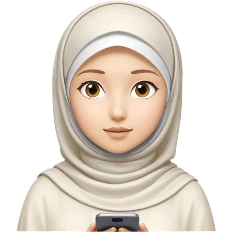 girl with white hijab working with augmented reality and metaverse, digital code, virtual machine artifacts floating around her emoji