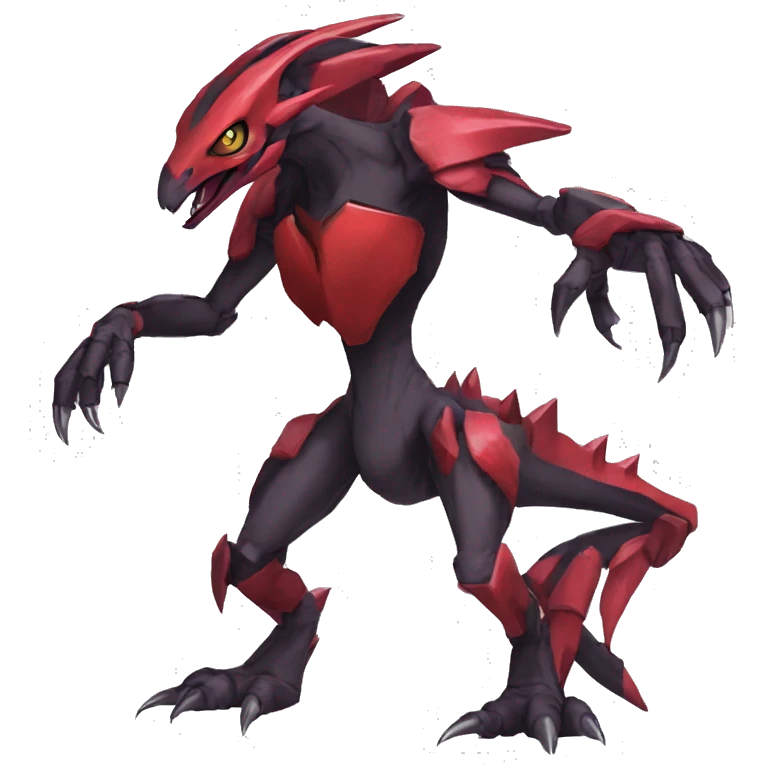  Cool Edgy Punk Black Red Digimon-Fakemon-Raptor-Genesect-Reptile full body emoji