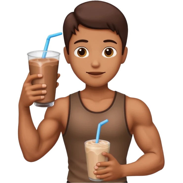 one flexed arm holding a choclate milk  emoji