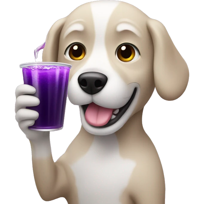 Dog holding cup of purple juice emoji