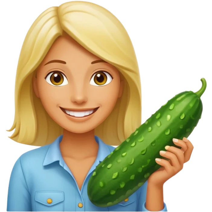 Egy nő árulja az uborkát ami rezeg emoji