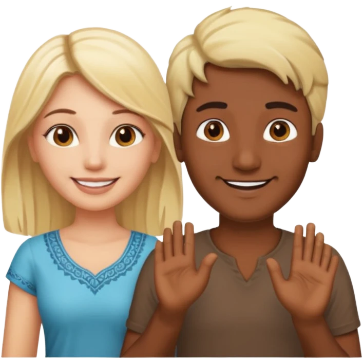 Indian man and blonde woman holding hands emoji