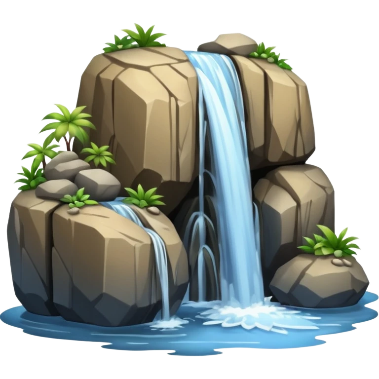 waterfall with rocks, without any plants emoji