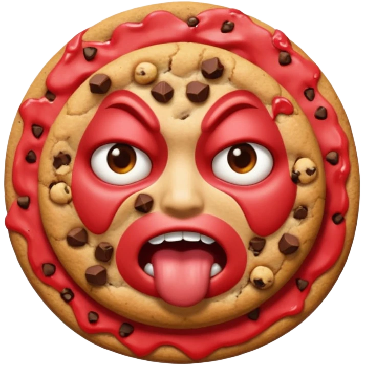 Angry emoji that’s eating a lot of cookies emoji