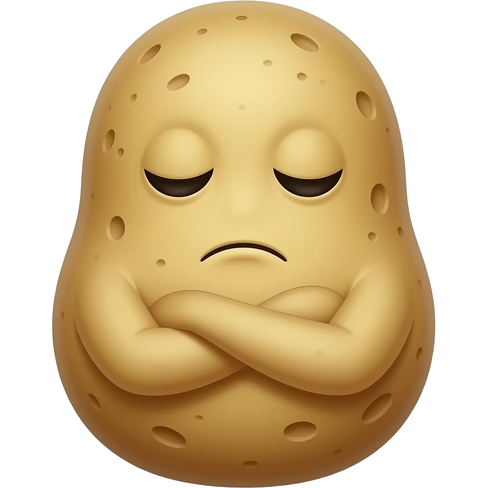 disapproving potato crossing arms eyes closed emoji