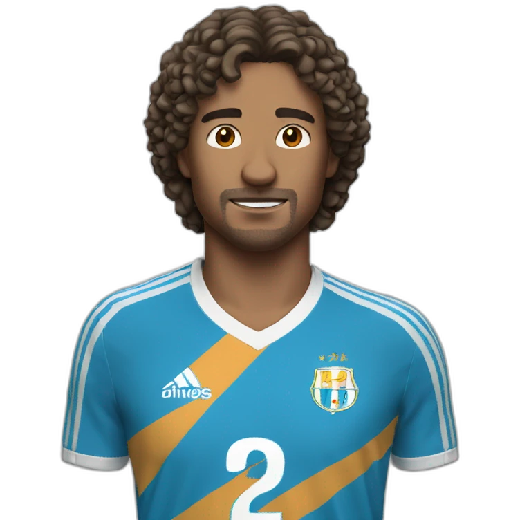 Man with slightly curly and medium-length hair, Marseille football shirt, no beard  emoji
