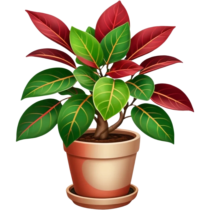 Ficus elastica red Variegata in a pot emoji