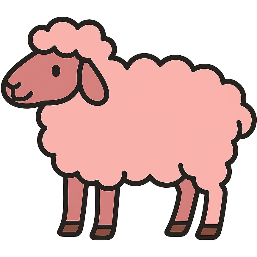 flat toon style pink sheep emoji