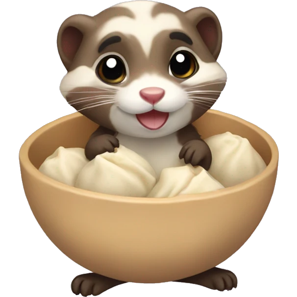 cute ferret holding dumpling  emoji