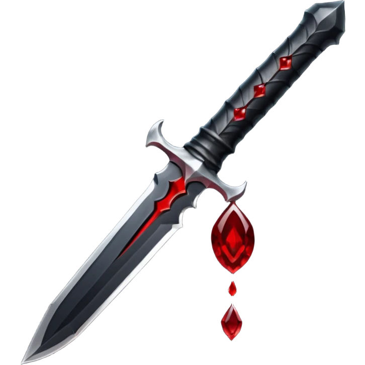 iOS emoji, dark fantasy dagger, obsidian blade, runes, blood drop, clean render, minimalism emoji