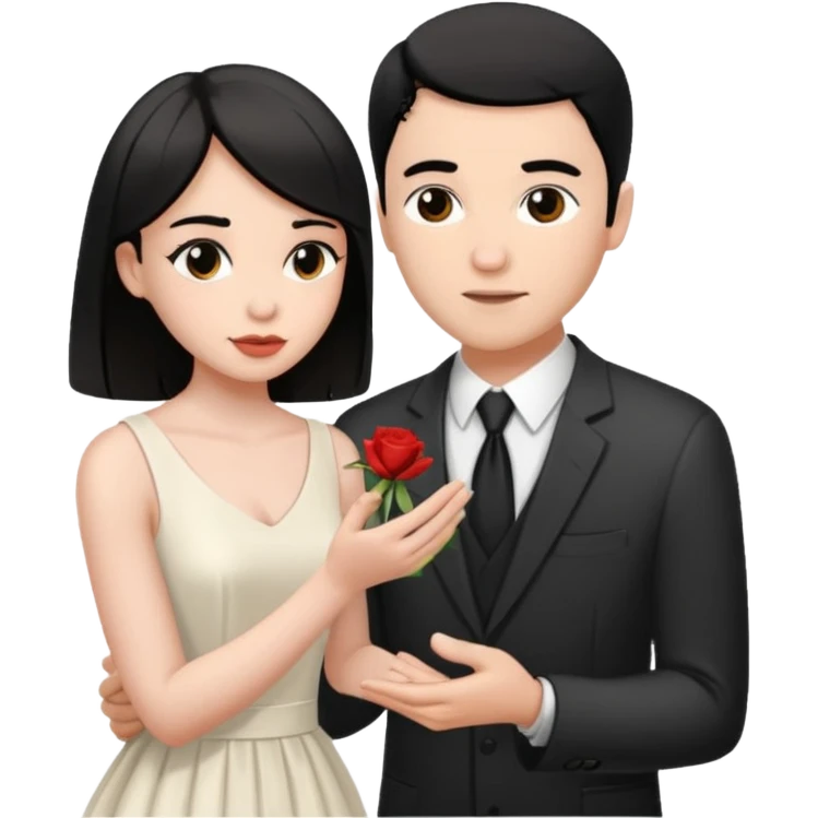 George Floyd make a proposal to a thin pale black haired girl emoji